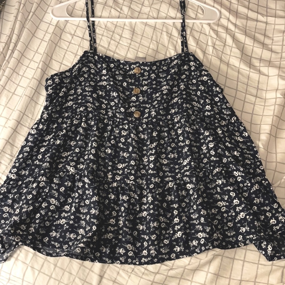 Blue Floral Print Tank